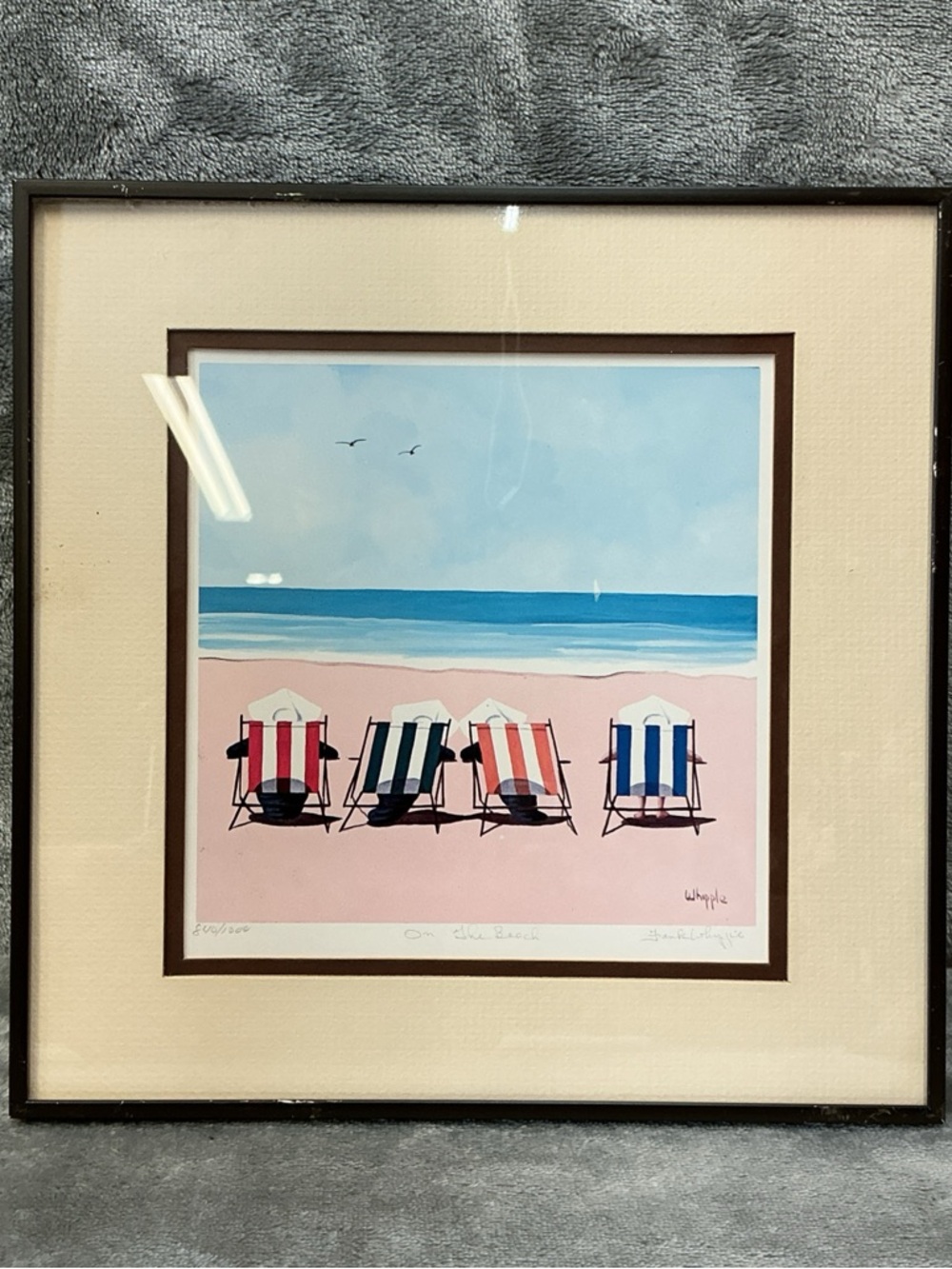 Vintage Frank Whipple "ON THE BEACH"-Signed Artist Proof - Matted & Framed #840